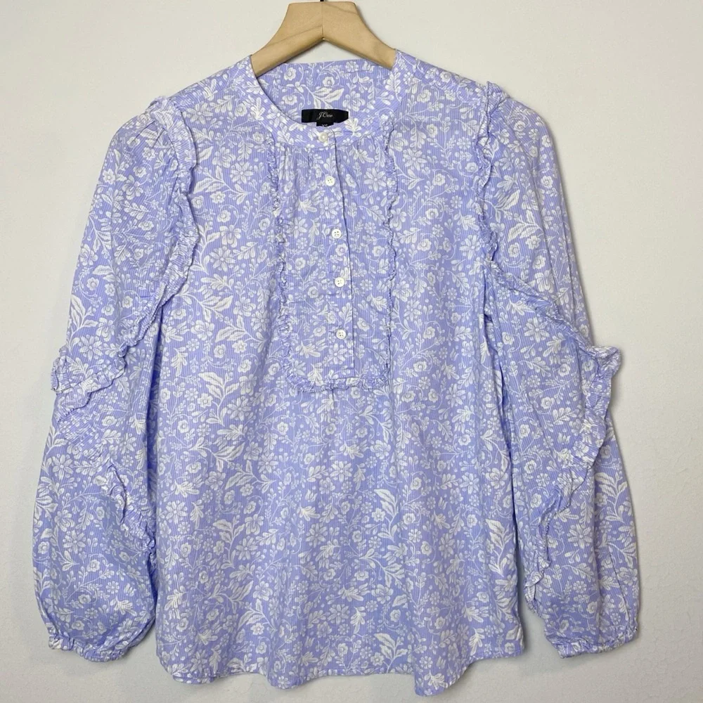 J. Crew Ruffle Sleeve Floral Print Popover Top